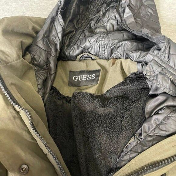 GUESS Women's Quilted Bib & Hooded Anorak Coat Puffer Jacket - Picture 9 of 11